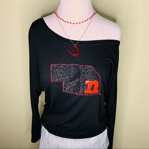 Nebraska Huskers off-the-shoulder shirt